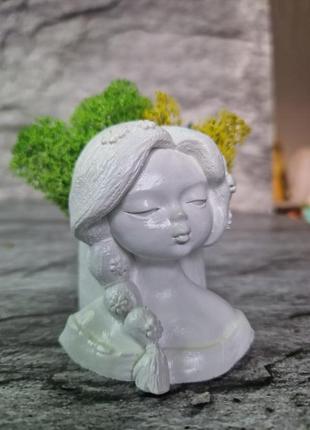 Стабилизированный мох кашпо девочка с корзиной декор для дома подарок3 фото