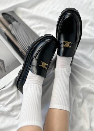 Стильные женские лоферы в стиле celine loafers premium чёрные