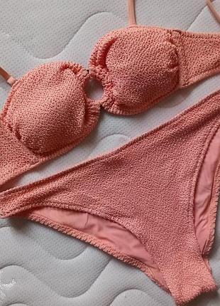 60а-в/65а-в h&amp;m чудовий рельєфний роздільний купальник у рубчик бандо на чашку аа