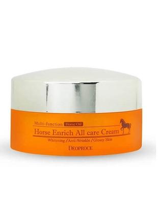 Питательный крем с лошадиным жиром deoproce horse enrich all care cream, 100 мл.