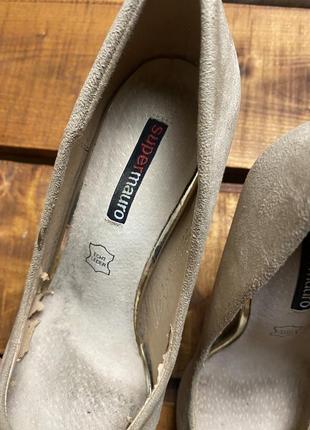 Женские замшевые туфли на шпильке super mauro (супер мауро 38рр 24 см оригинал бежевые)6 фото