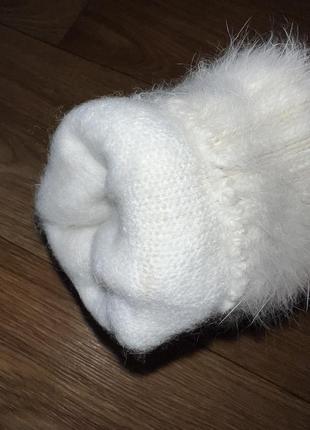 Белые ангоровые варежки. ангора. рукавицы.