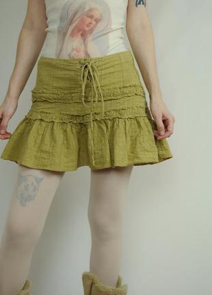 Міні спідниця коротка зелена салатова юбка y2k вінтаж вінтажна