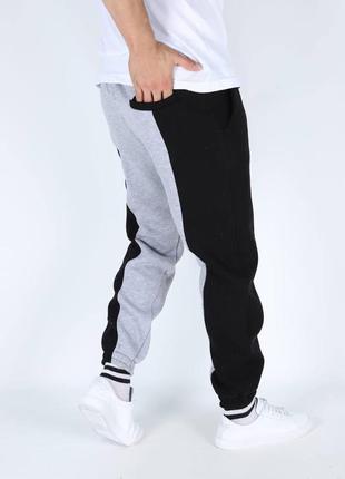 Мужские зимние спортивные штаны jordan серые с черным брюки джодан на флисе теплые (b)2 фото