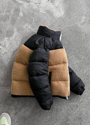 Чоловіча зимова куртка чорна з бежевим плюшева до -20 *с пуховик короткий без капюшона (b)3 фото