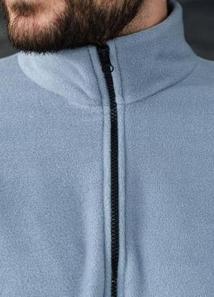 Мужской зимний спортивный костюм флисовый голубой без капюшона комплект плюшевый кофта и штаны (b)4 фото