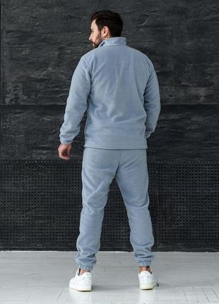 Чоловічий зимовий спортивний костюм блакитний без капюшона комплект плюшевий кофта та штани (b)6 фото