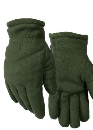 Зимові флісові рукавиці хутро олива
