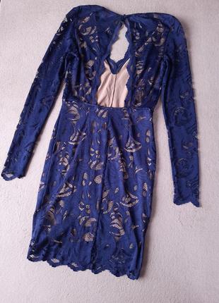 Сине бежевое платье с открытой спиной h&amp;m4 фото