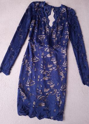 Сине бежевое платье с открытой спиной h&amp;m2 фото