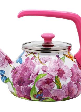 Чайник эмалированный 2,2 л "орхидея" 15116
