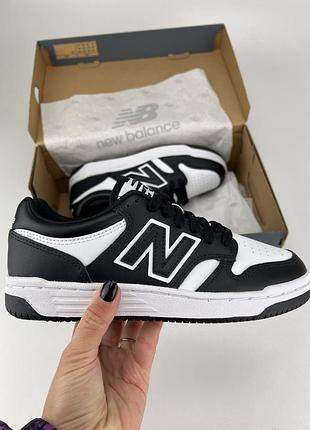 New balance bb480, чорний білий колір | bb480lba, оригінальні кросівки нью беланс білі чорні жіночі шкіра