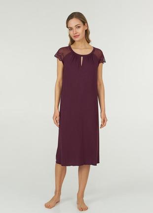 Ночная рубашка сорочка длинная до 3xl модал ellen cabernet1 фото