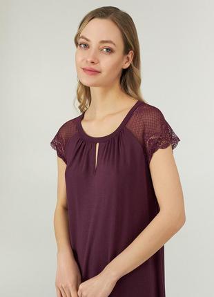 Ночная рубашка сорочка длинная до 3xl модал ellen cabernet2 фото