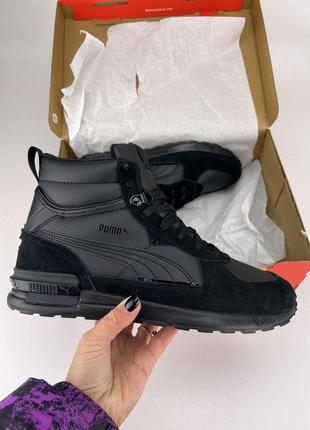 Ботинки puma graviton mid 38320401 black, оригинальные ботинки пума кожа мужские черные зимние