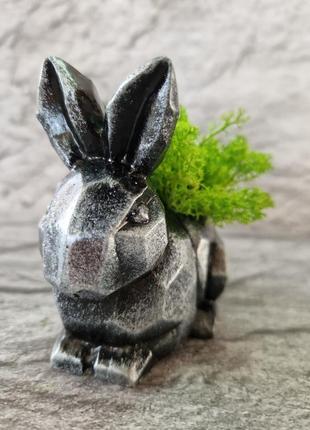 Кашпо кролик стабилизированный мох оригинальный подарок сувенир2 фото