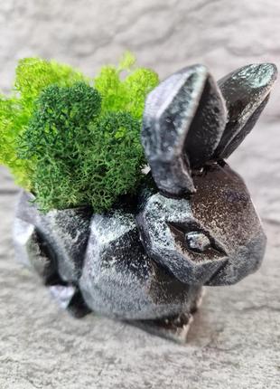 Кашпо кролик стабилизированный мох оригинальный подарок сувенир7 фото