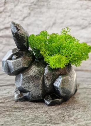 Кашпо кролик стабилизированный мох оригинальный подарок сувенир8 фото