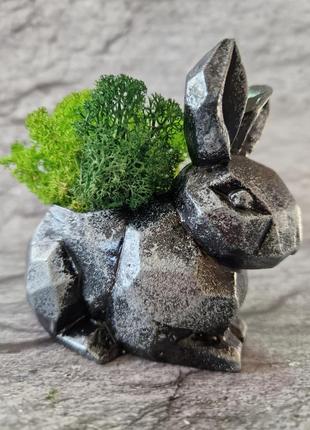 Кашпо кролик стабилизированный мох оригинальный подарок сувенир3 фото