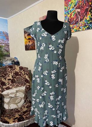 Льняное платье в цветочек