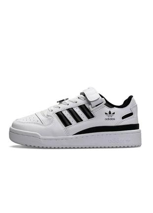 Жіночі кросівки adidas originals forum 84 low new білі з чорним шкіряні адідас форум (b)