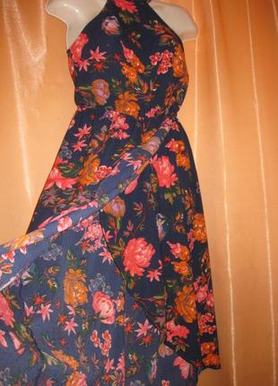 Шикарное длинное платье сарафан приталенное на резинке ax paris размер 10 м l км19088 фото