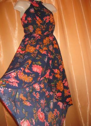 Шикарное длинное платье сарафан приталенное на резинке ax paris размер 10 м l км1908