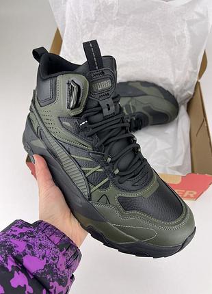 Черевики puma trinity mid hybrid l 39398504 green, оригінальні черевики пума шкіра...