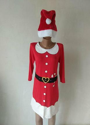 Платье мисс санта трикотаж на новый год рождество размер м