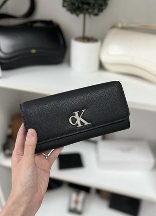 Жіночий гаманець кошельок чорний з лого оригінал calvin klein