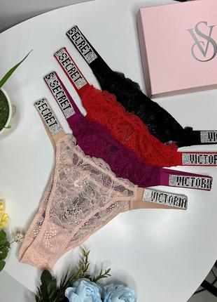 Женские кружевные трусики victoria's secret красные, кружевные трусики бразилиана со стразами4 фото