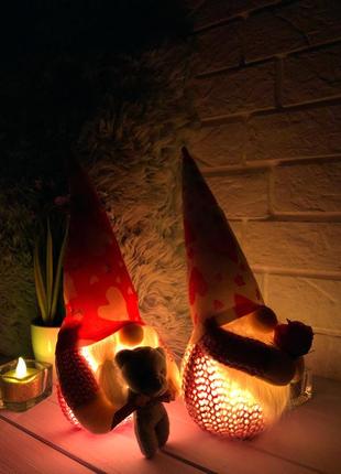 Гном с подсветкой, рождественский эльф, игрушка декор детская1 фото