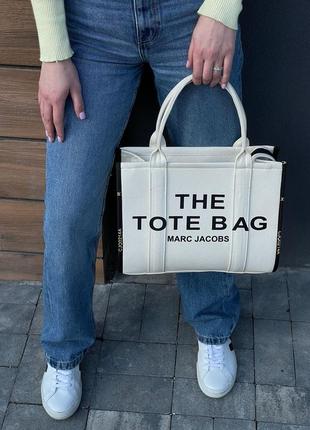 Жіноча сумка marc jacobs medium tote lila bag white/black