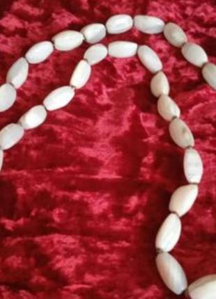 Длинное ожерелье из натурального агата и натуральных жемчужинок
