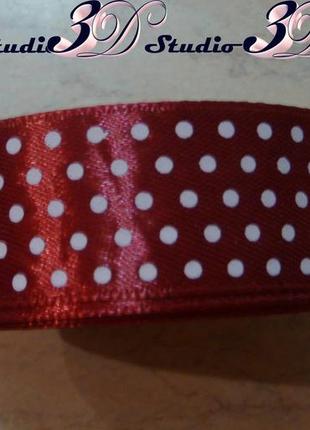 Лента атласная в горох цвет №37 шириной 2,5 см