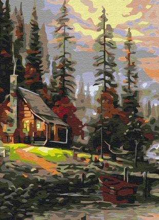 Премиум картины по номерам "дом в лесу" раскраски по цифрам. 40*50 см.украина