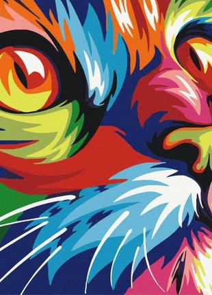 Картины по номерам "радужный кот" раскраски по цифрам. 40*50 см. украина