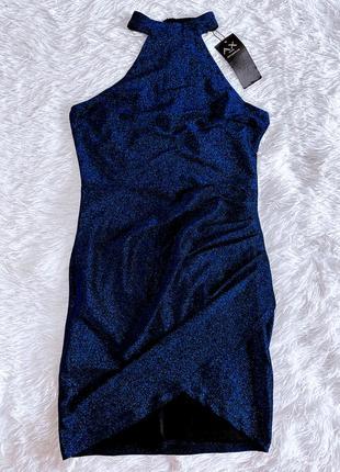 Яркое синее блестящее платье ax paris5 фото