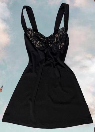 Черное короткое вечернее платье с кружевом cider3 фото