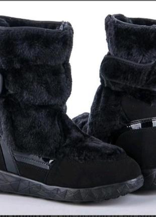 Тёплые удобные зимние сапоги на меху/женские черные меховые сапожки ботиночки дутики4 фото