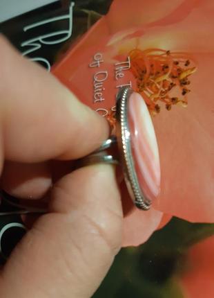 Кольцо кольцо розовое ракушка перламутр, серебристый, увесистый6 фото