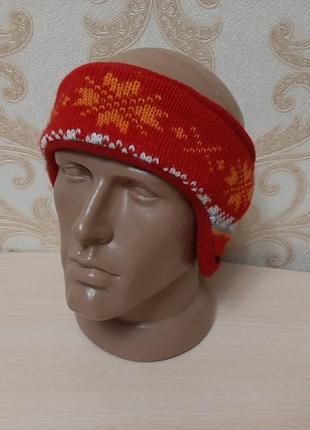 Тёплая повязка на голову на флисе polartec шерсть италия