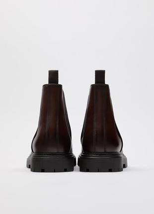 Zara кожаные сапоги ботинки челси на подошве с вышиками5 фото