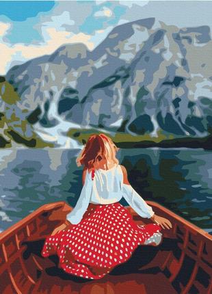 Картины по номерам "путешественница на озере брайес" раскраски по цифрам. 40*50 см.украина
