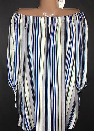 Удлиненная блуза в разноцветную полоску с биркой