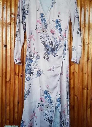 Стильное платье халат, накидка на запах h&amp;m в цветочный принт.2 фото