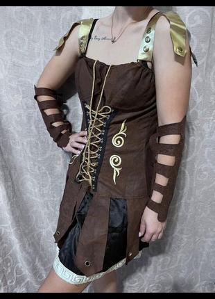 Карнавальное платье костюм воительница воин средневековье гладиатор