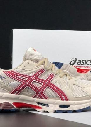 Asics gel-kahana 8 кроссовки мужские бежевые с бордовым ассикс демисезон демисезонные кожаные кроссовки сетка кеды