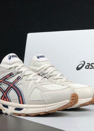 Asics gel-kahana 8 кроссовки мужские бежевые с оранжевым кеды ассикс кожаные отменное качество сетка демисезонные демисезонные кожа весенние5 фото