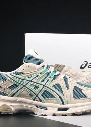 Asics gel-kahana 8 кроссовки мужские бежевые с мятным ассикс кеды кожаные отличное качество демисезонные демисезон кожа весенние